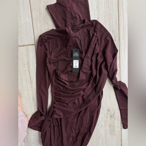 Fashion Nova Burgundy Draped jumpsuit